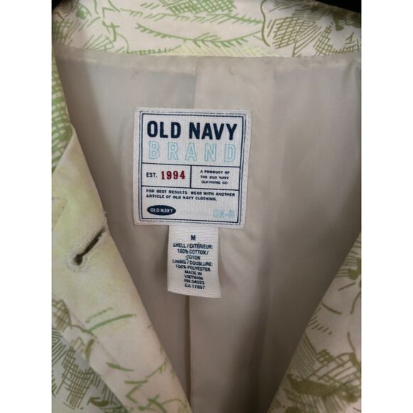 VTG Old Navy Y2K Women's Trench Top Coat SZ M Green Floral Cotton Light Weight - Picture 7 of 12